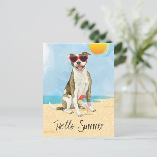 Summer Pit Bull Terrier Briefkaart (Staand voorkant)