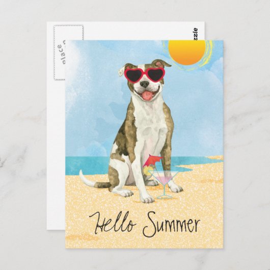 Summer Pit Bull Terrier Briefkaart (Voorkant / Achterkant)