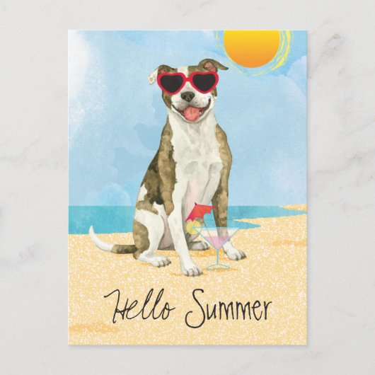 Summer Pit Bull Terrier Briefkaart (Voorkant)