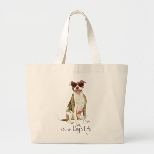 Summer Pit Bull Terrier Large Canvas tas (Voorkant)