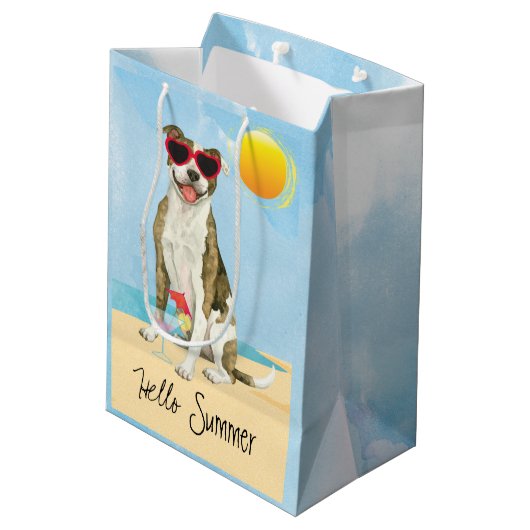 Summer Pit Bull Terrier Medium Gift Bag Cadeauzakje (Achterkant Gekanteld)