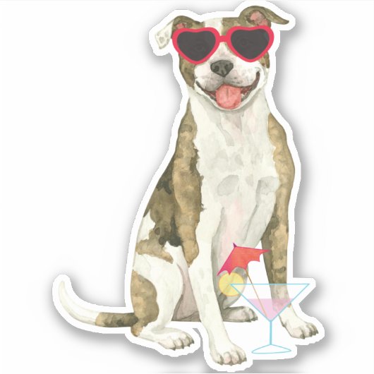 Summer Pit Bull Terrier Vinyl Sticker (Voorkant)
