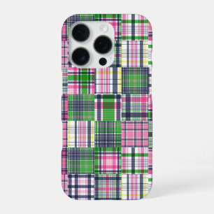 Summer Plaid Pink Madras Patchwork iPhone 16 Pro Hoesje