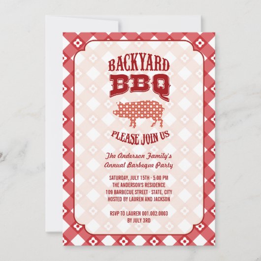 Summer Play Roast Backyard Barbecue BBQ Party Kaart (Voorkant)