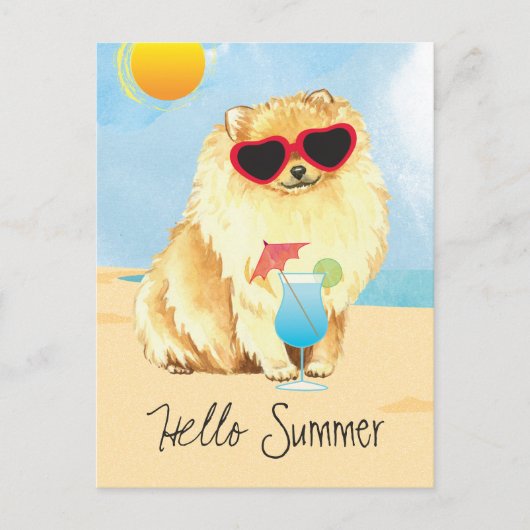 Summer Pomeranian Briefkaart (Voorkant)