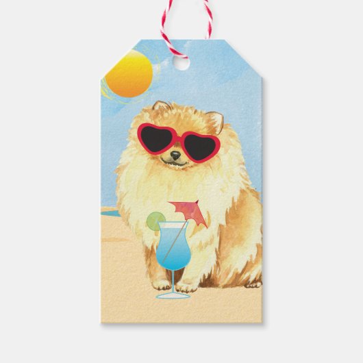 Summer Pomeranian Cadeaulabel (Voorkant)