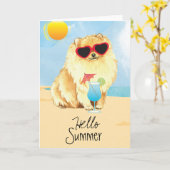 Summer Pomeranian Kaart (Gele Bloem)