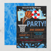 Summer Pool Basketball Party Invitation Kaart (Voorkant / Achterkant)