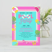 Summer Pool Birthday Bash Girl Kaart (Staand voorkant)