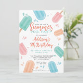 Summer Pool Birthday Party Backyard Cookout Kaart (Staand voorkant)