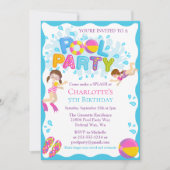 Summer Pool Birthday Party Invitation Kaart (Voorkant)