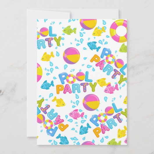 Summer Pool Birthday Party Invitation Kaart (Achterkant)
