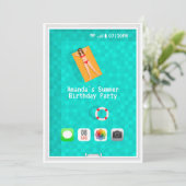 Summer Pool Birthday Party Invitation Kaart (Staand voorkant)