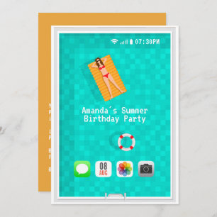 Summer Pool Birthday Party Invitation Kaart