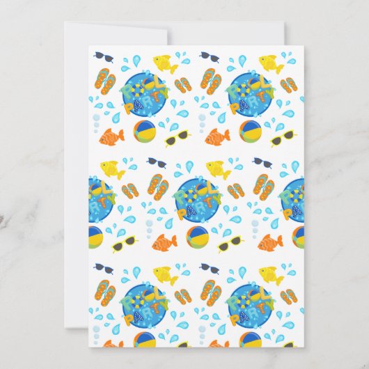 Summer Pool Birthday Party Kaart (Achterkant)