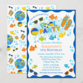 Summer Pool Birthday Party Kaart (Voorkant / Achterkant)