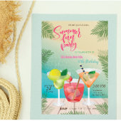 Summer, Pool, Cocktail Birthday Party Kaart