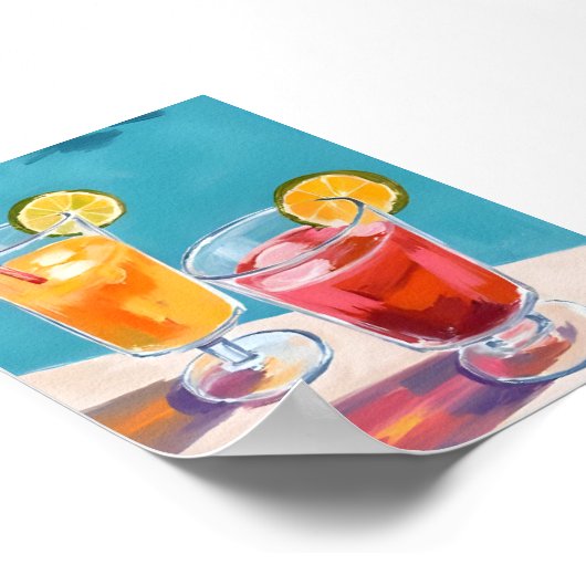 Summer Pool Cocktails Waterverf Poster (Hoek)