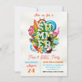 Summer Pool en BBQ Party Kaart (Voorkant)