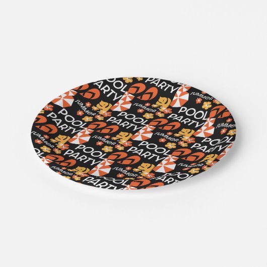 Summer Pool Partijen Papieren Bordje (Gekanteld)