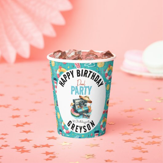 Summer Pool Party 2e verjaardag Papieren Bekers (Insitu)