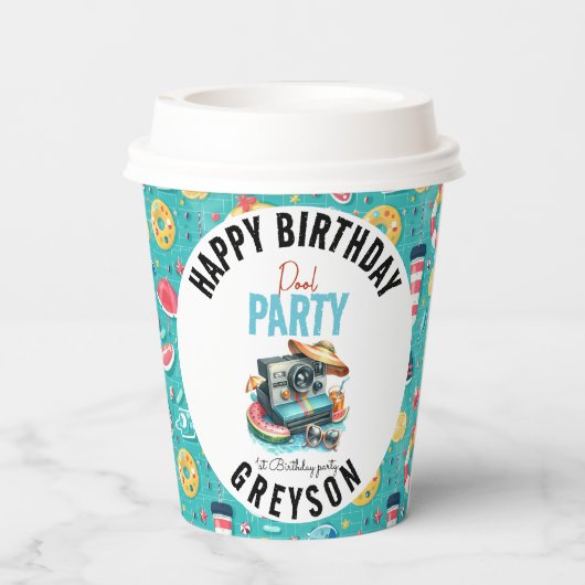 Summer Pool Party 2e verjaardag Papieren Bekers (Achterkant)