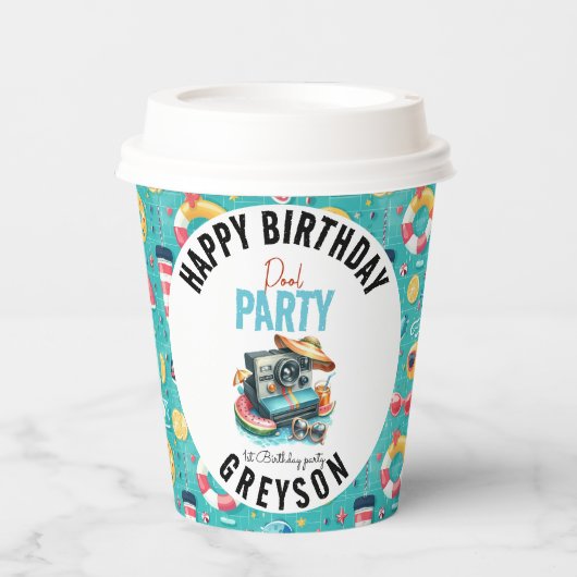 Summer Pool Party 2e verjaardag Papieren Bekers (Voorkant)