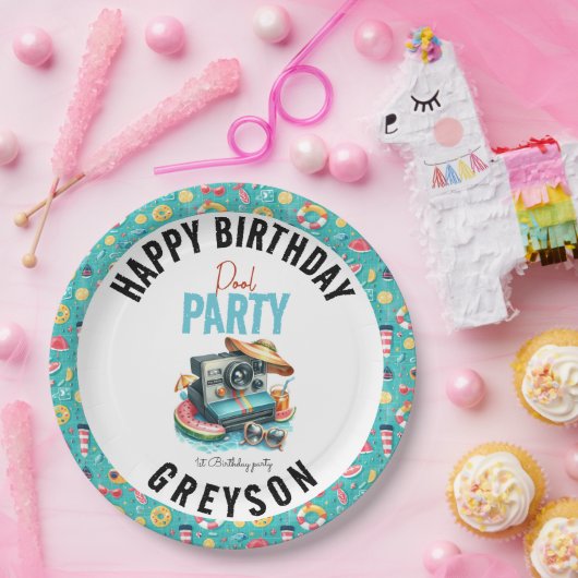 Summer Pool Party 2e verjaardag Papieren Bordje (Feest)