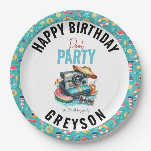 Summer Pool Party 2e verjaardag Papieren Bordje (Voorkant)
