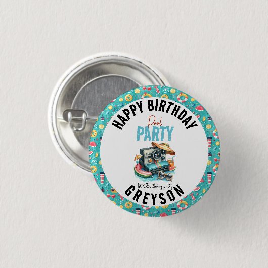 Summer Pool Party 2e verjaardag Ronde Button 3,2 Cm (Voorkant /achterkant)