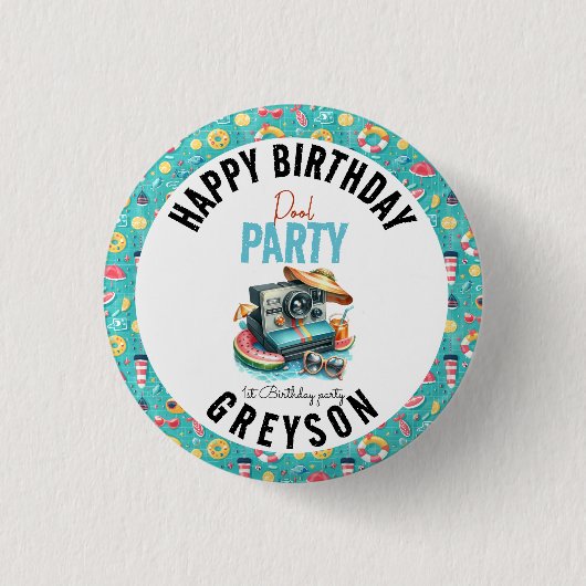 Summer Pool Party 2e verjaardag Ronde Button 3,2 Cm (Voorkant)