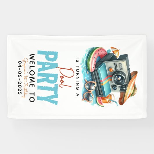 Summer Pool Party 2e verjaardag Spandoek (Horizontaal)