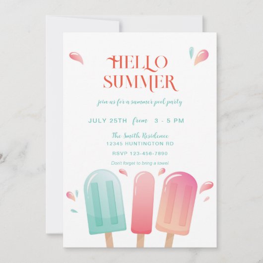 Summer Pool Party Backyard BBQ Bash Kaart (Voorkant)