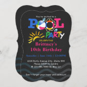 Summer Pool Party Birthday Bash Kaart (Voorkant / Achterkant)