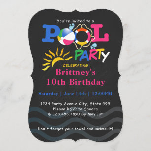 Summer Pool Party Birthday Bash Kaart