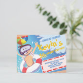 Summer Pool Party Birthday Invitation Briefkaart (Staand voorkant)