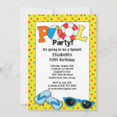 Summer POOL Party Birthday Invitation Kaart (Voorkant)