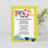 Summer POOL Party Birthday Invitation Kaart (Staand voorkant)
