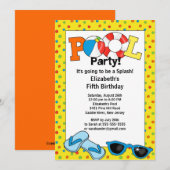 Summer POOL Party Birthday Invitation Kaart (Voorkant / Achterkant)