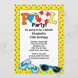 Summer POOL Party Birthday Invitation Kaart