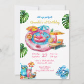 Summer Pool Party Birthday Invitation Kaart (Voorkant)
