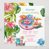 Summer Pool Party Birthday Invitation Kaart (Voorkant / Achterkant)