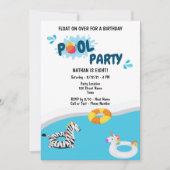 Summer Pool Party Birthday Invitation Kaart (Voorkant)