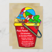 Summer POOL Party Birthday Invitation Kaart (Voorkant / Achterkant)