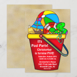 Summer POOL Party Birthday Invitation Kaart