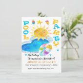 Summer Pool Party Birthday Invitation Kaart (Staand voorkant)