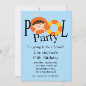 Summer POOL Party Birthday Invitation Kaart (Voorkant)