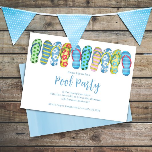 Summer Pool Party Cust Teenslippers Kaart