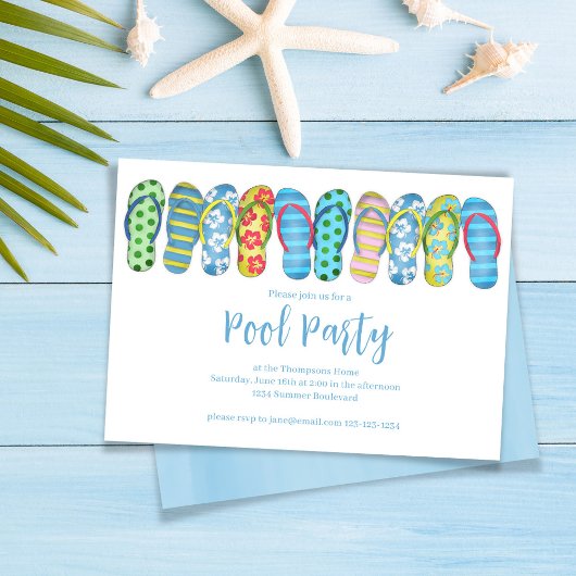 Summer Pool Party Cust Teenslippers Kaart