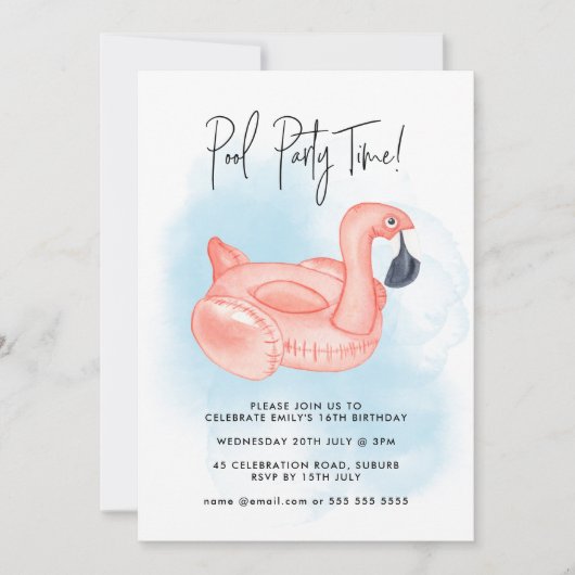 Summer Pool Party Flamingo Elke Verjaardag Kaart (Voorkant)